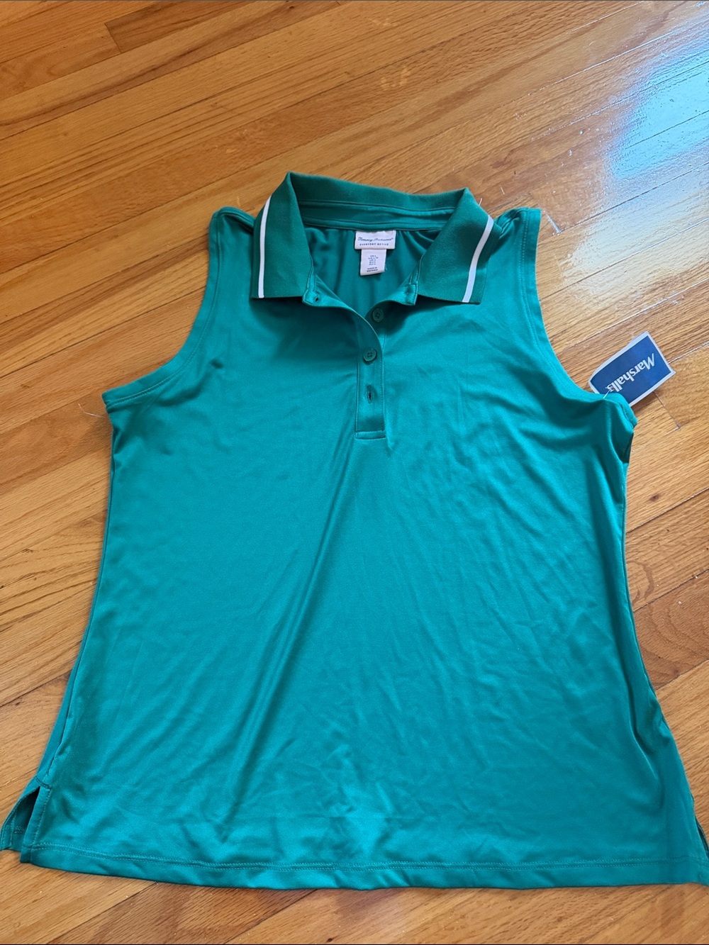 Tommy Bahama Teal Green Sleeveless Polo Tank with White Trim